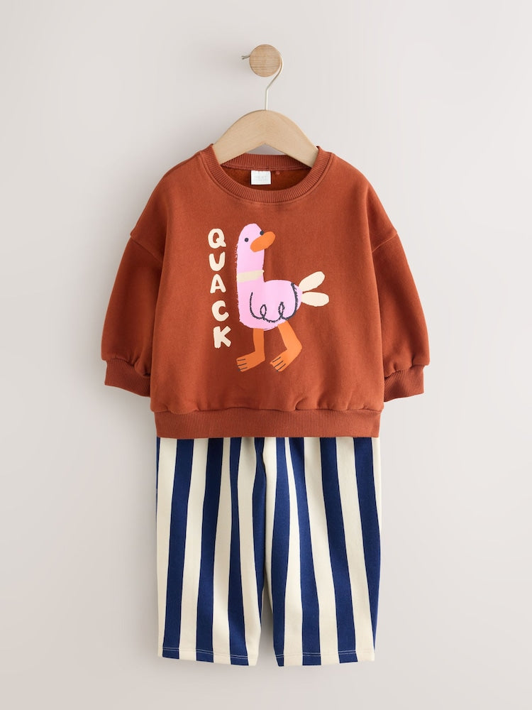 Navy Stripe Duck Crew Neck Sweatshirt and Barrel
