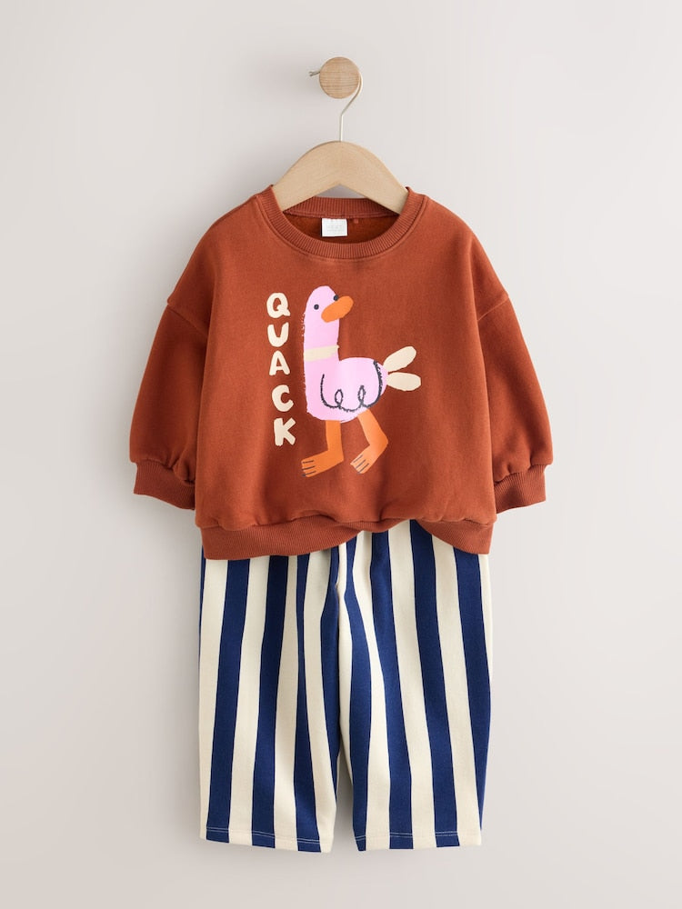Navy Stripe Duck Crew Neck Sweatshirt and Barrel