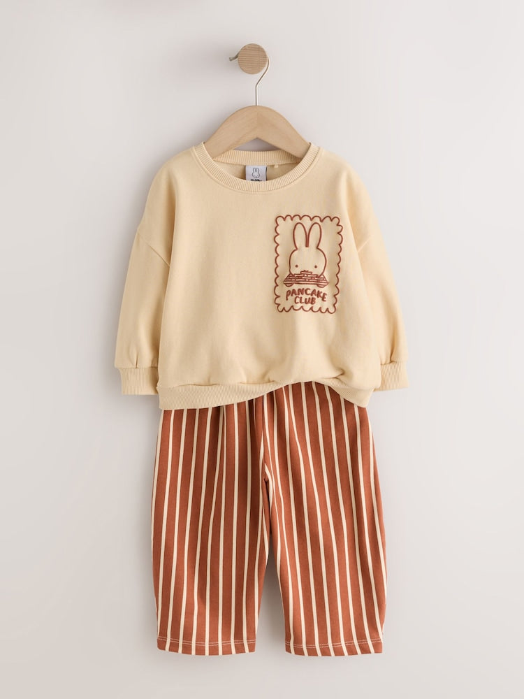 Miffy Light Yellow Stripe Sweatshirt and Wide Leg Set (3mths-7yrs)