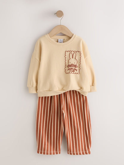 Miffy Light Yellow Stripe Sweatshirt and Wide Leg Set (3mths-7yrs)