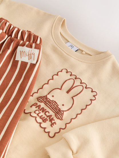 Miffy Light Yellow Stripe Sweatshirt and Wide Leg Set (3mths-7yrs)