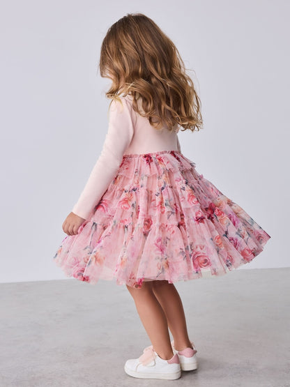 Baker by Ted Baker Pink Floral Tiered Mesh Mockable Dress - Size Up To 3 Months (50 - 62cm)