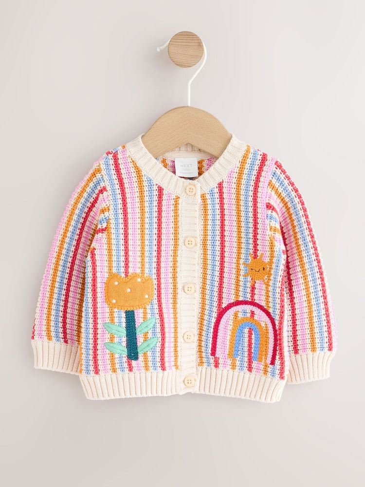 Multicolour Bright Stripe Knitted Baby Cardigan (0mths-2yrs) - Up to 1 Month (50-56cm)