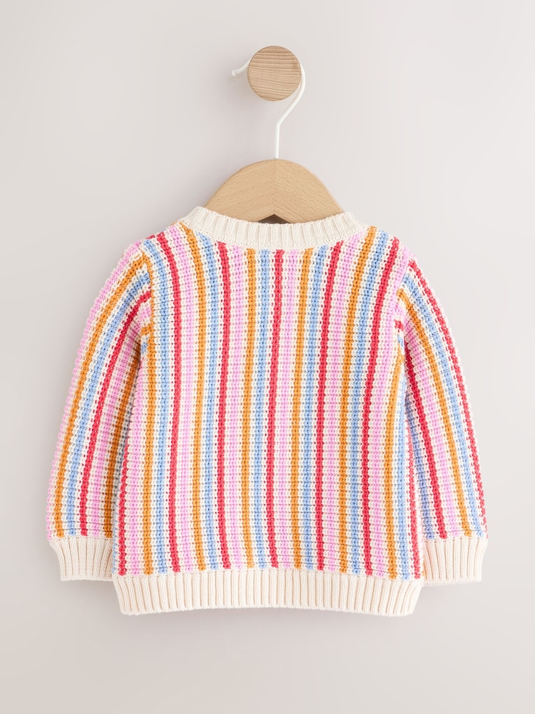 Multicolour Bright Stripe Knitted Baby Cardigan (0mths-2yrs)
