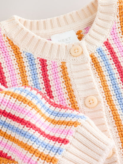 Multicolour Bright Stripe Knitted Baby Cardigan (0mths-2yrs)