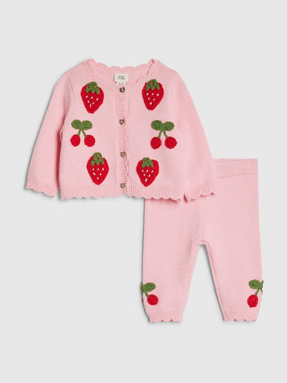 River Island Pink Strawberry &amp; Cherry Cardigan Set