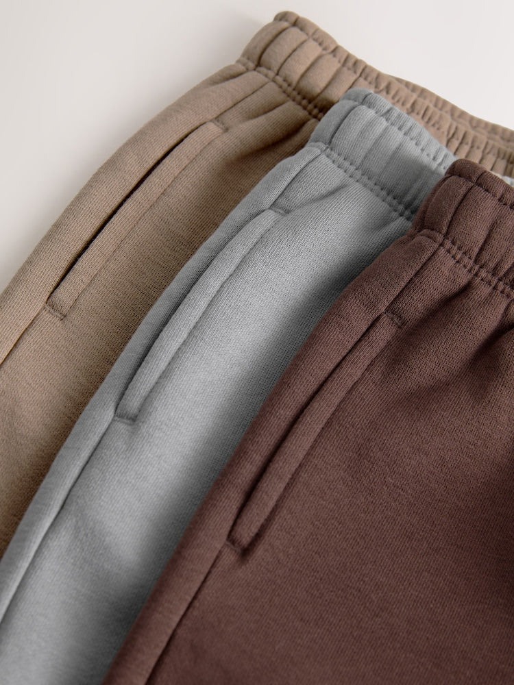 Brown/Grey Wide Joggers 3 Pack (3mths-7yrs) - Size 3-6 Months (62-68cm)