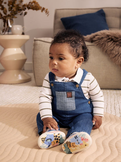 Blue Denim Baby Dungarees and Polo Bodysuit Set (0mths-3yrs) - Up to 1 Month (50-56cm)