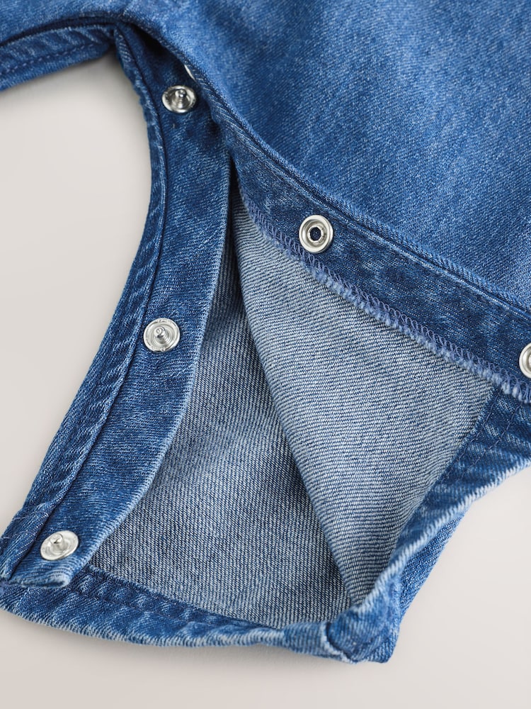 Blue Denim Baby Dungarees and Polo Bodysuit Set (0mths-3yrs)