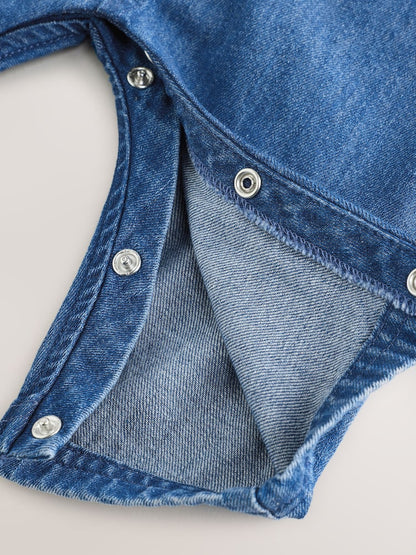Blue Denim Baby Dungarees and Polo Bodysuit Set (0mths-3yrs)
