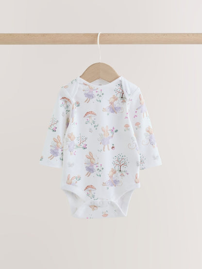 Lilac/Sage Fairy Mouse Long Sleeve Baby Bodysuits 5 Pack