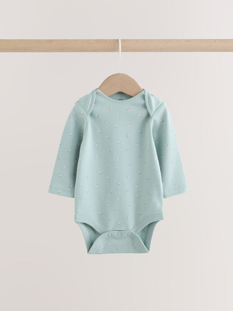 Lilac/Sage Fairy Mouse Long Sleeve Baby Bodysuits 5 Pack
