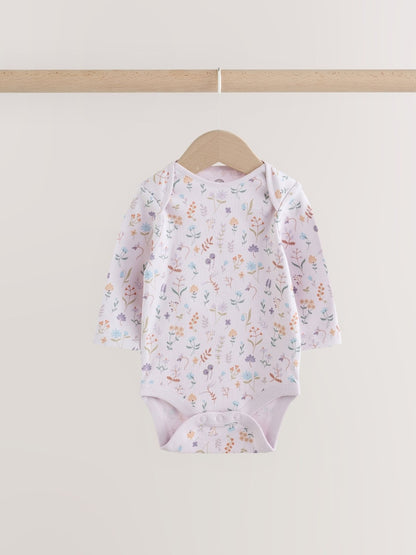 Lilac/Sage Fairy Mouse Long Sleeve Baby Bodysuits 5 Pack