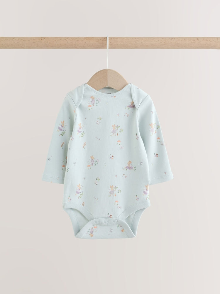 Lilac/Sage Fairy Mouse Long Sleeve Baby Bodysuits 5 Pack