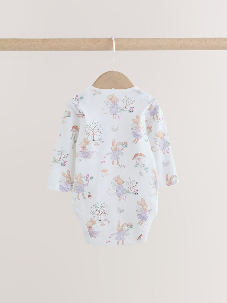 Lilac/Sage Fairy Mouse Long Sleeve Baby Bodysuits 5 Pack