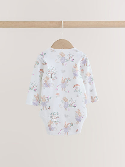 Lilac/Sage Fairy Mouse Long Sleeve Baby Bodysuits 5 Pack