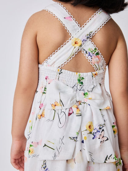 Baker by Ted Baker Linen Blend Floral Print Tiered Dress