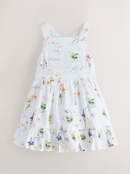 Baker by Ted Baker Linen Blend Floral Print Tiered Dress