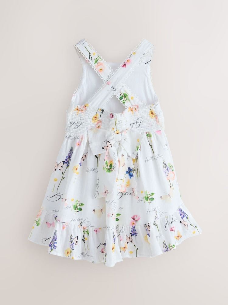 Baker by Ted Baker Linen Blend Floral Print Tiered Dress