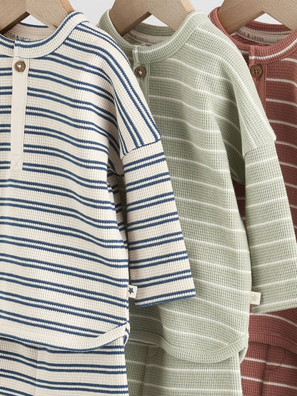 Green/Blue/Brown Stripe Baby Top &amp; Leggings Set 6 Piece (0mths-3yrs)