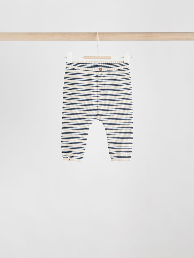 Green/Blue/Brown Stripe Baby Top &amp; Leggings 6 Piece Set (0mths-3yrs) - Size Up to 1 Month (56cm)