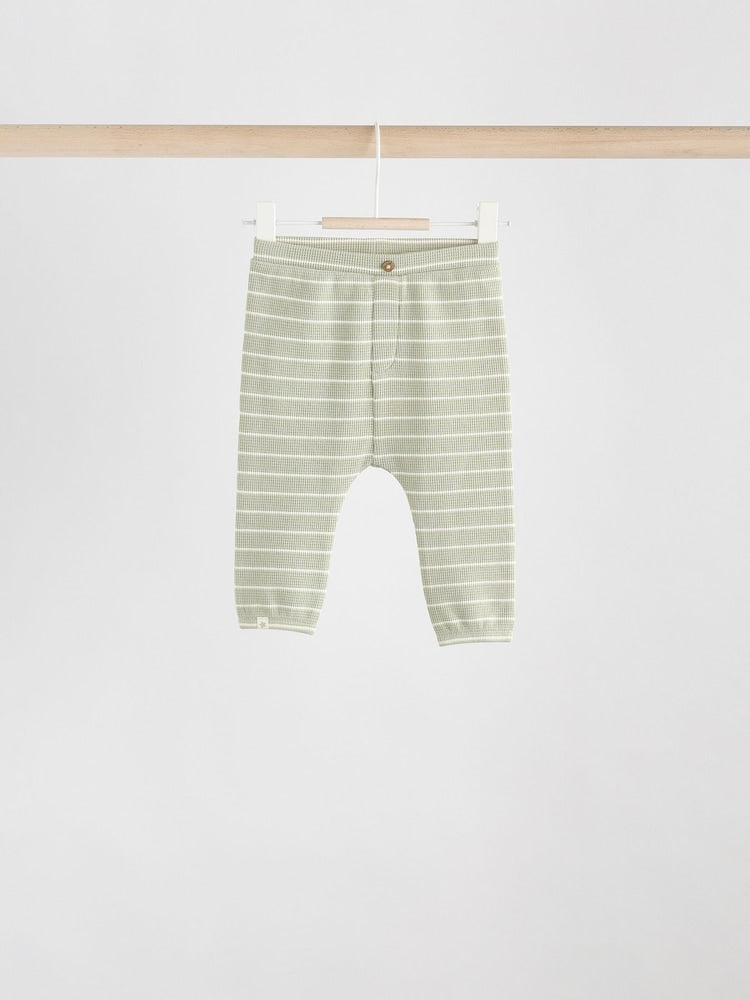 Green/Blue/Brown Stripe Baby Top &amp; Leggings 6 Piece Set (0mths-3yrs) - Size Up to 1 Month (56cm)