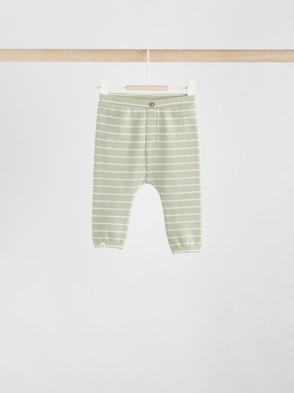 Green/Blue/Brown Stripe Baby Top &amp; Leggings 6 Piece Set (0mths-3yrs) - Size Up to 1 Month (56cm)