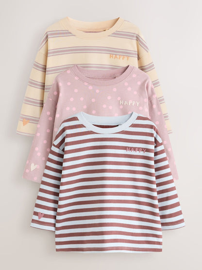 Pink Stripe T-Shirts 3PK (3mths-7yrs) - Pink / 12-18 Months (80-86cm)