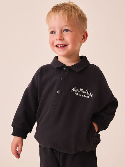 Charcoal Grey Popper Neck Sweat Top and Joggers Set (3mths-7yrs)