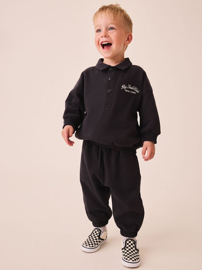 Charcoal Grey Popper Neck Sweat Top and Joggers Set (3mths-7yrs)