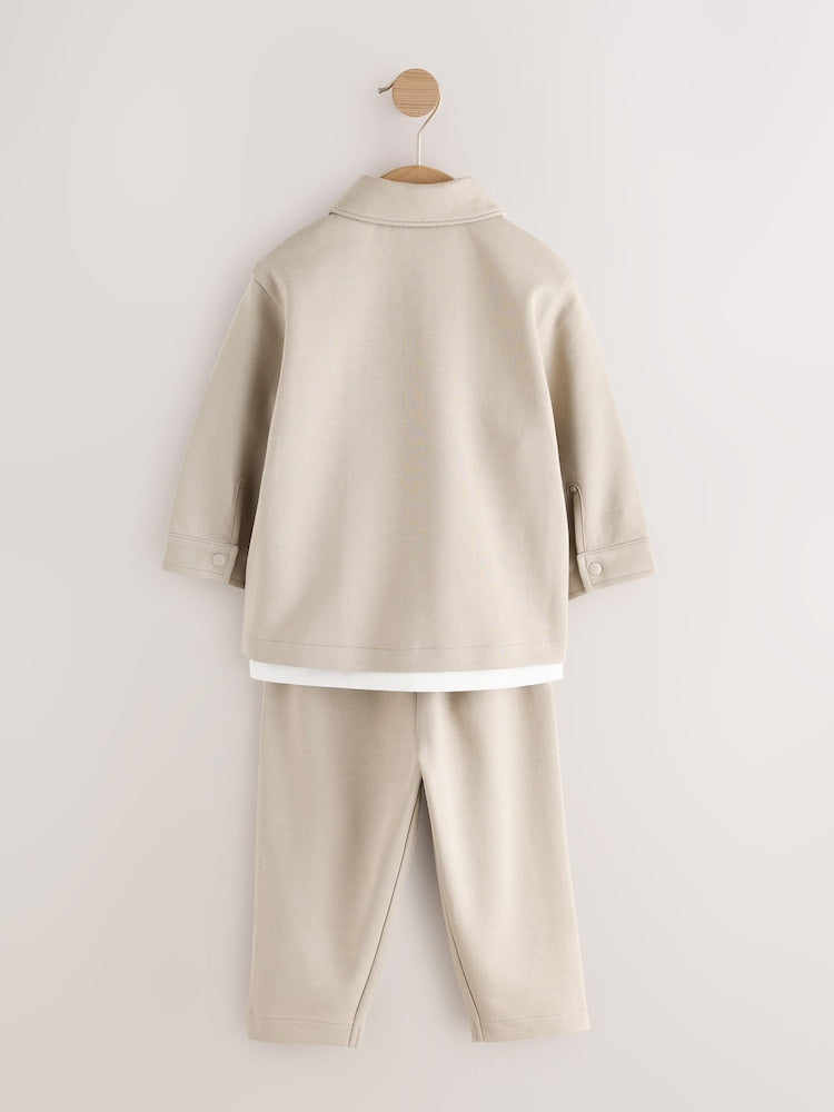 Cream Smart Jacket Top &amp; Trousers Set 3 Piece (3mths-7yrs)
