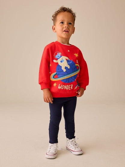 Red Sweatshirt and Leggings Set 2 Piece (3mths-7yrs) - Red / 12-18 Months (80-86cm)