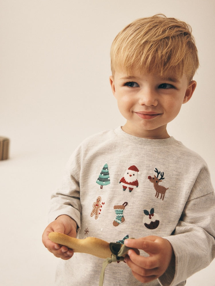 Cream Embroidered Long Sleeve Christmas