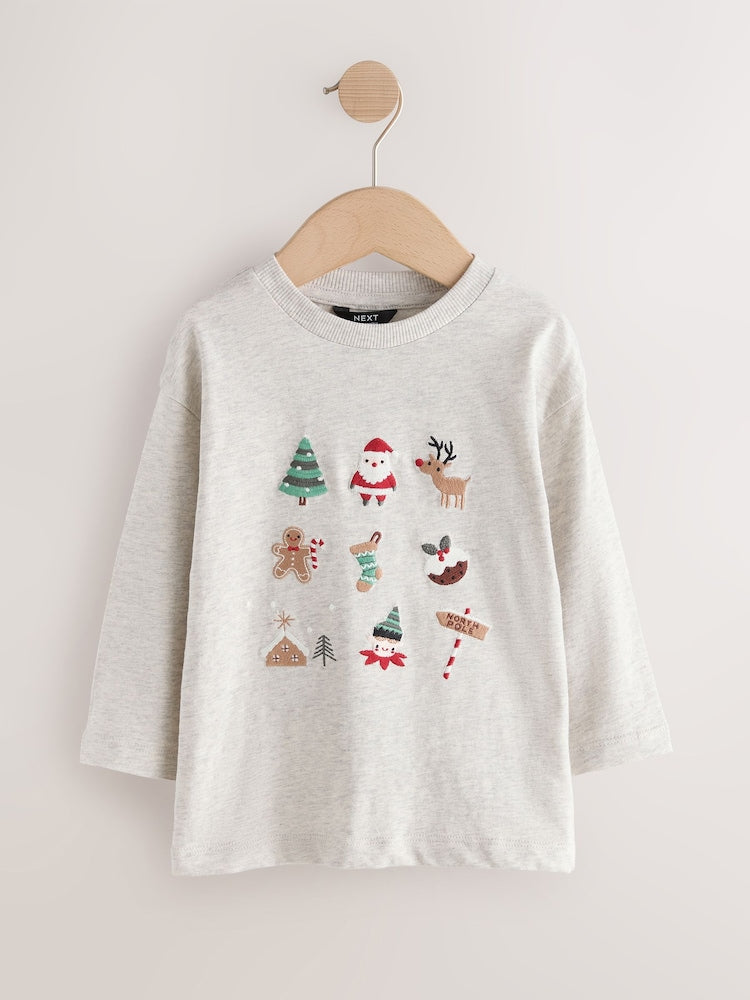 Cream Embroidered Long Sleeve Christmas