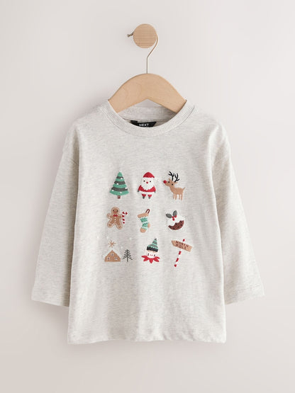 Cream Embroidered Long Sleeve Christmas
