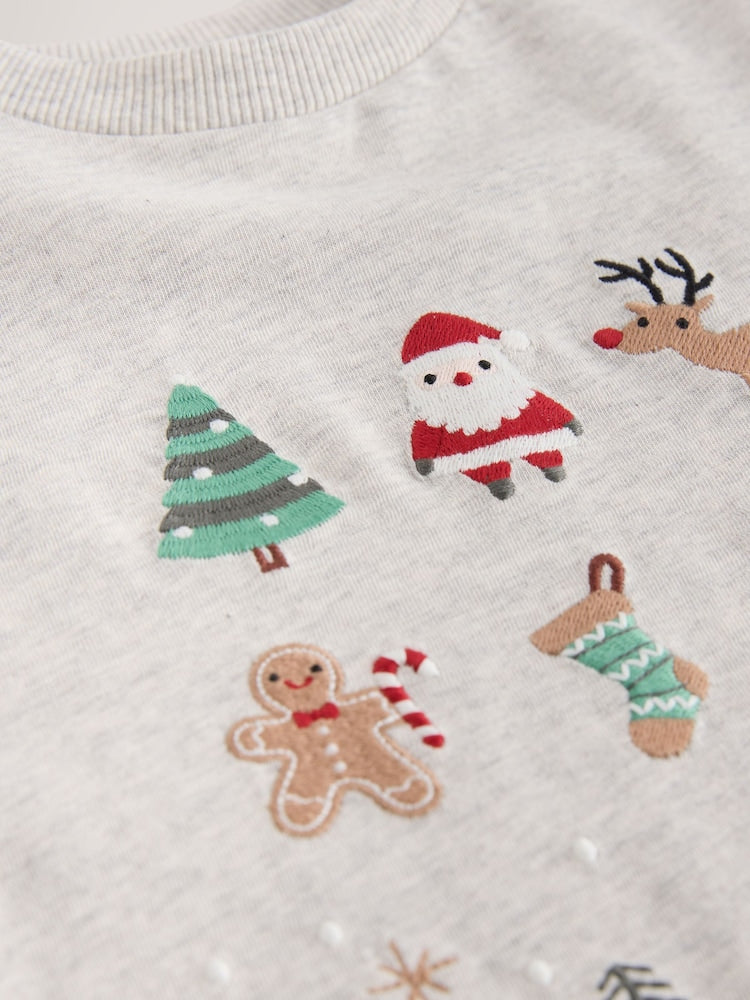 Cream Embroidered Long Sleeve Christmas