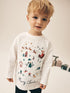 Cream/White Embroidered Scene Long Sleeve Christmas T-Shirt (3mths-7yrs) - 12-18 Months (80-86cm)