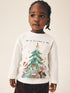 White Hamish Watercolour Long Sleeve Christmas T-Shirt (3mths-7yrs) - Long Sleeve Christmas / 12-18 Months (80-86cm)