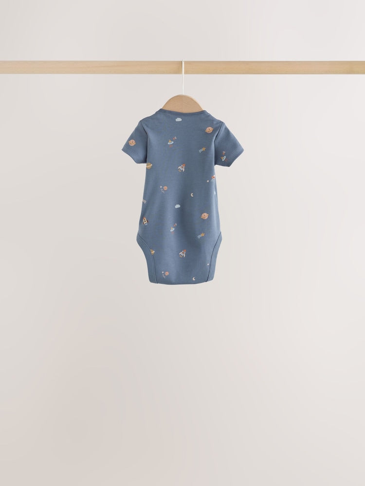Blue Character Short Sleeve Baby Bodysuits 7 Pack