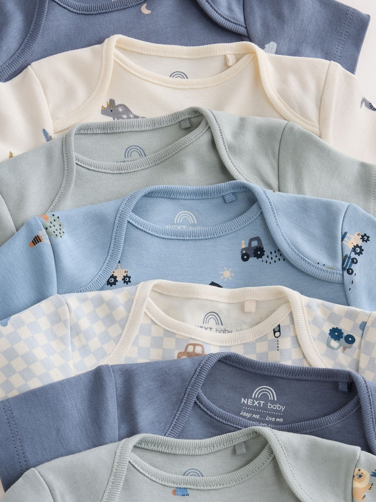 Blue Character Short Sleeve Baby Bodysuits 7 Pack