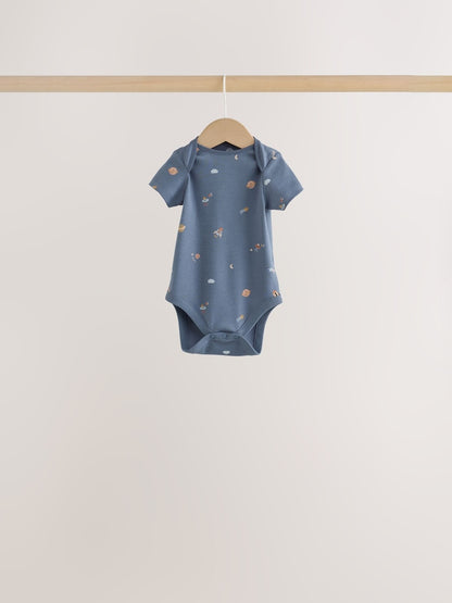 Blue Character Short Sleeve Baby Bodysuits 7 Pack