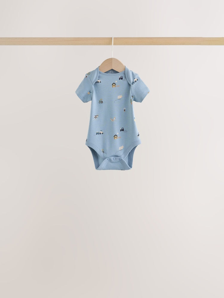 Blue Character Short Sleeve Baby Bodysuits 7 Pack