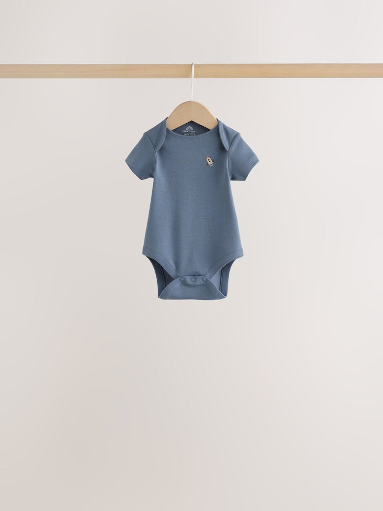 Blue Character Short Sleeve Baby Bodysuits 7 Pack