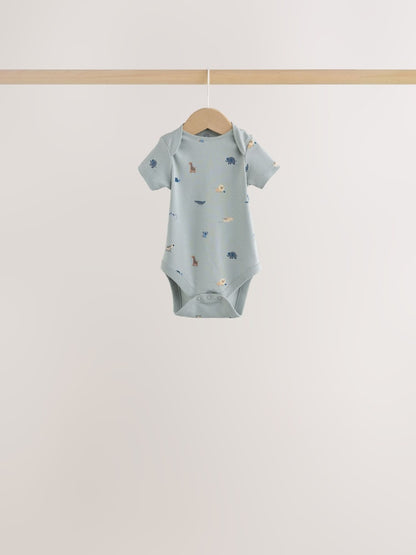 Blue Character Short Sleeve Baby Bodysuits 7 Pack