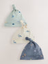 Blue Mini Character Baby Beanies 3 Pack (0-18mths) - Blue Mini Character / Up to 1 Month (50-56cm)