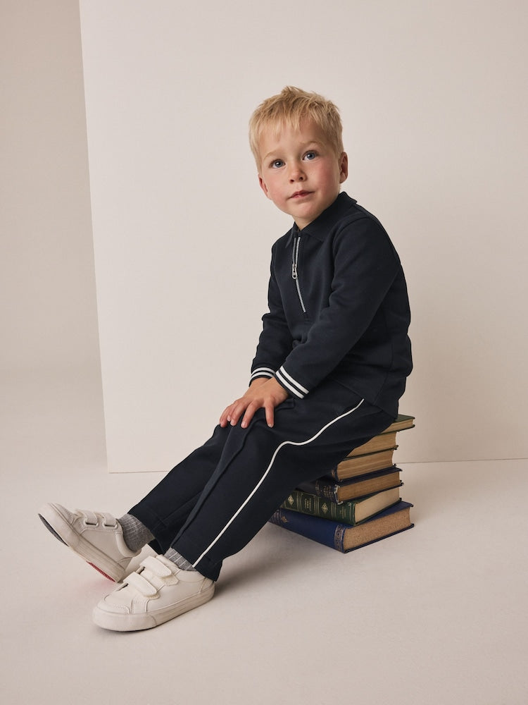 Navy Long Sleeve Polo Top and Joggers Set (3mths-7yrs) - Navy / 12-18 Months (80-86cm)