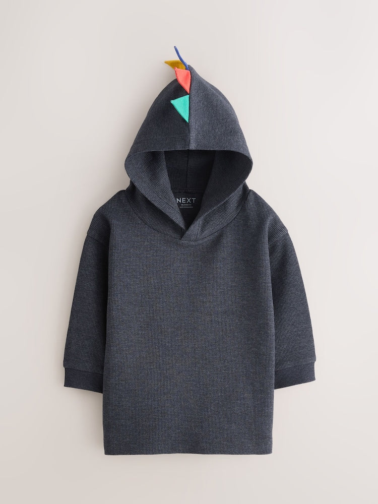 Navy Dinosaur Spike Long Sleeve Hoodie (3mths-7yrs) - Navy Dinosaur Spike / 12-18 Months (80-86cm)