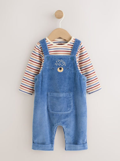 Navy Blue Bear Cord Dungarees and Bodysuit Baby Set (0mths-3yrs) - Navy Blue Bear / Up to 1 Month (50-56cm)