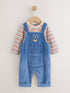 Navy Blue Bear Cord Dungarees and Bodysuit Baby Set (0mths-3yrs) - Navy Blue Bear / Up to 1 Month (50-56cm)