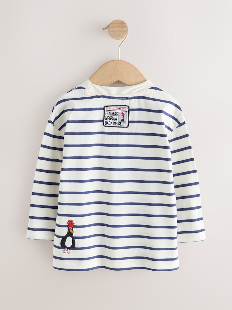 White Stripe Long Sleeve Wallace &amp; Gromit T-Shirt (3mths-8yrs)